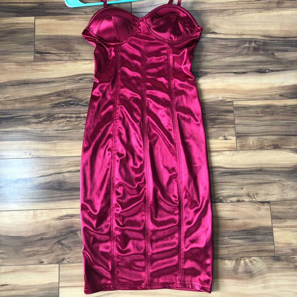 Wine Satin Dress